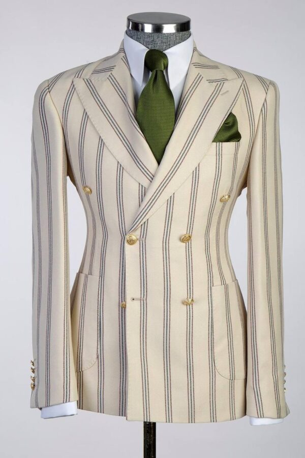 Men's Striped Double Breasted Style Suit